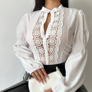 ❤️❤️ - - New White Lace Long Sleeve Shirt